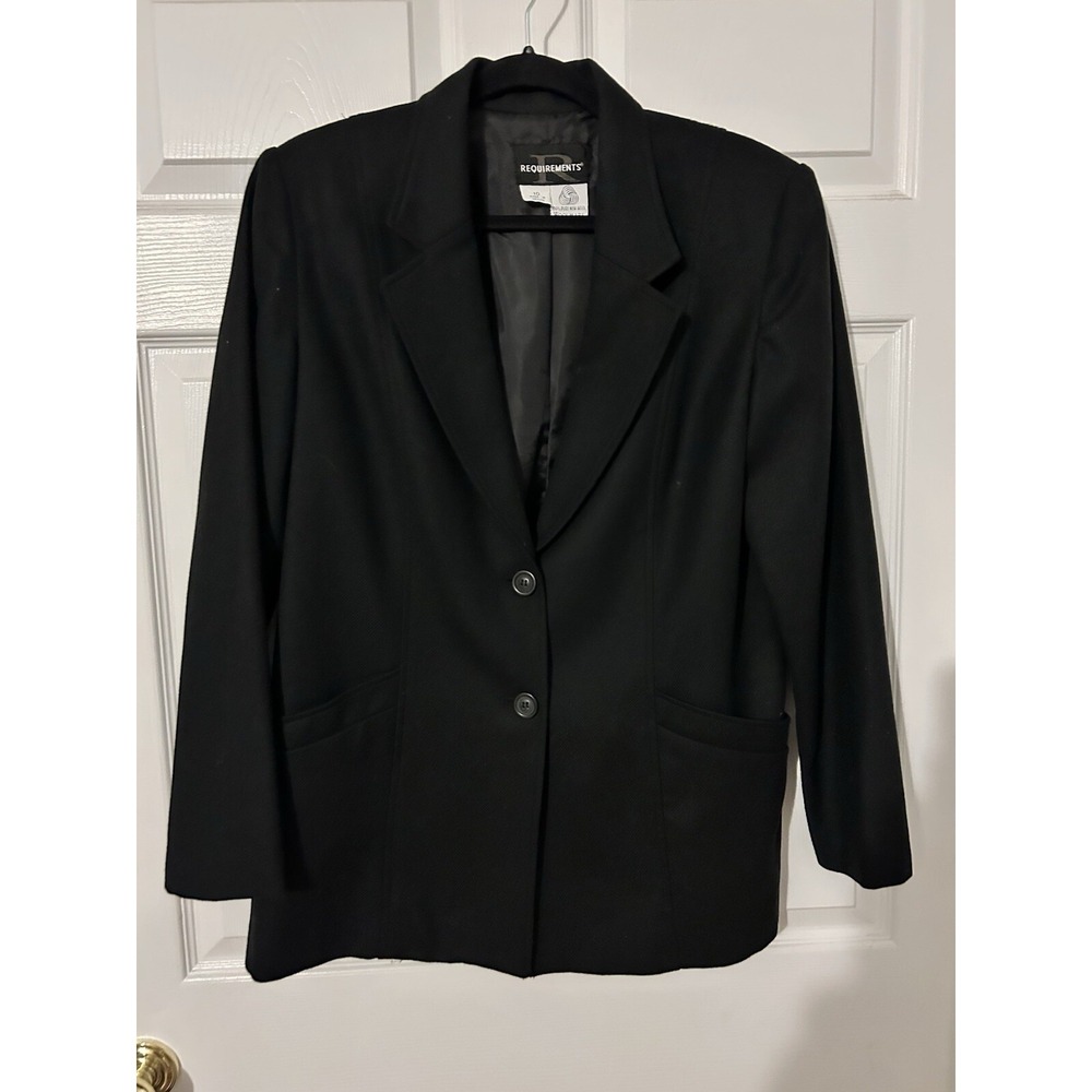 Vintage Requirements Women's 10 Black Blazer 100% Wool Jacket